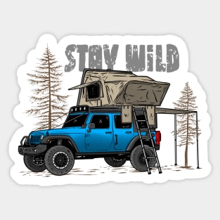 Stay Wild Jeep Camp - Adventure Ocean Pacific Blue Jeep Camp Stay Wild for Outdoor Jeep enthusiasts Sticker